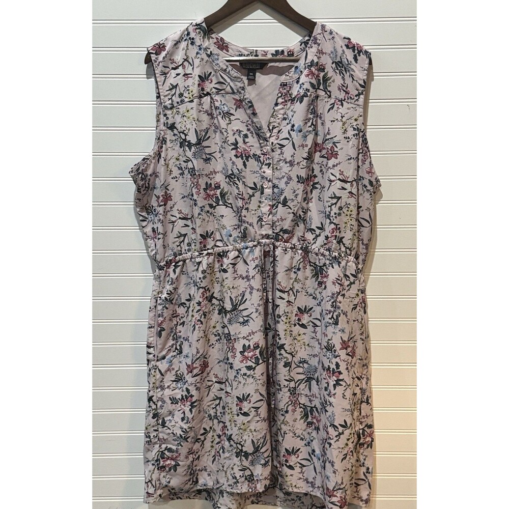 Nicole Miller Originals XXL Floral V Neck Sleeveless Knee Length Dress Pockets